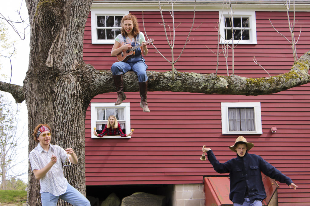 Chris Holtkamp, Madeline Milligan, Gracey Falk, and Lucas Hedges on Aris Farm