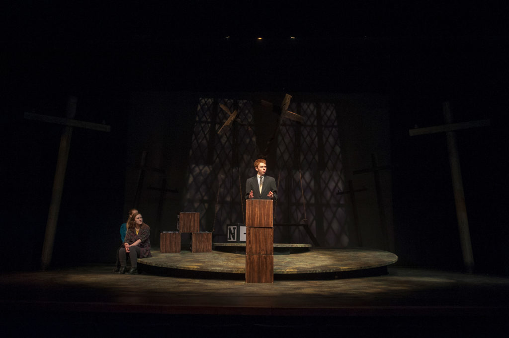 Michelle Giesbrecht, Sammy Ramsay, and Chris Holtkamp in The Laramie Project