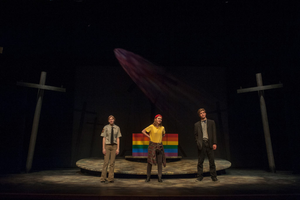 Katee Polischuk, Sammy Ramsay, and Ben Thomas in The Laramie Project