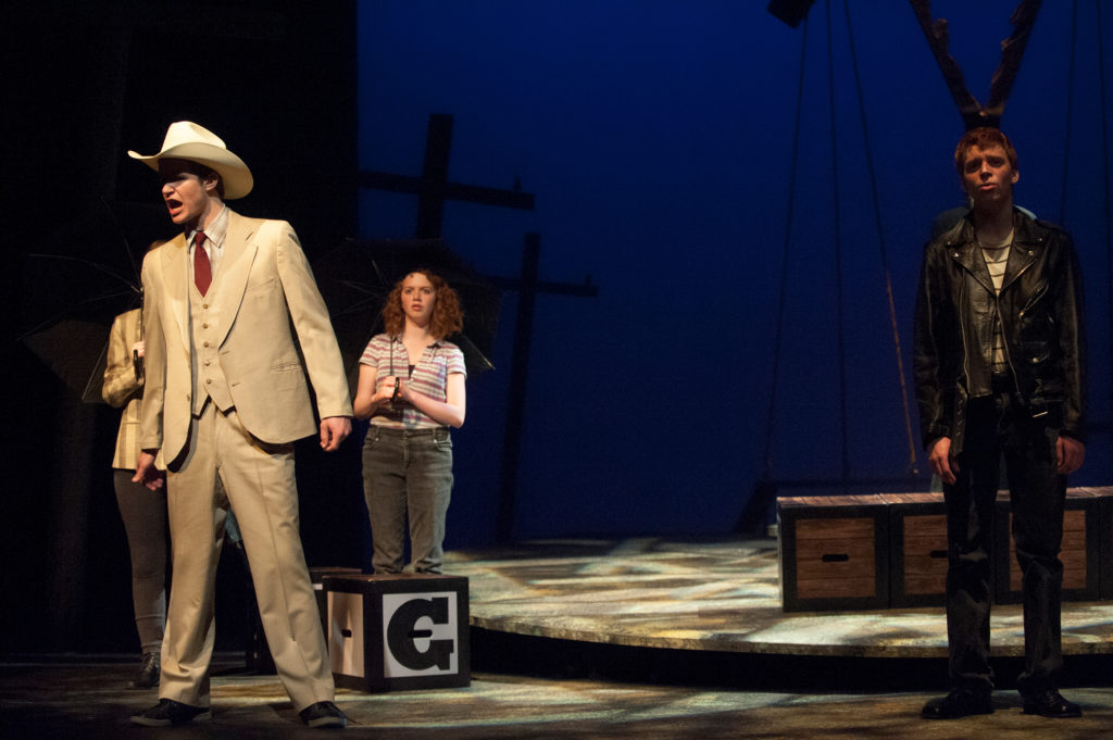 Ben Thomas, Alysha Forester, and Chris Holtkamp in The Laramie Project